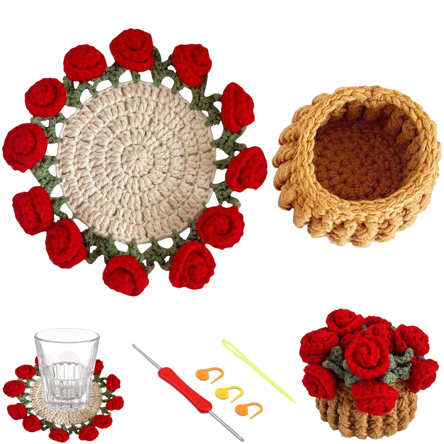 Amazon.co.jp: Quasarion あみもの 手芸 編み物 編みセット花の